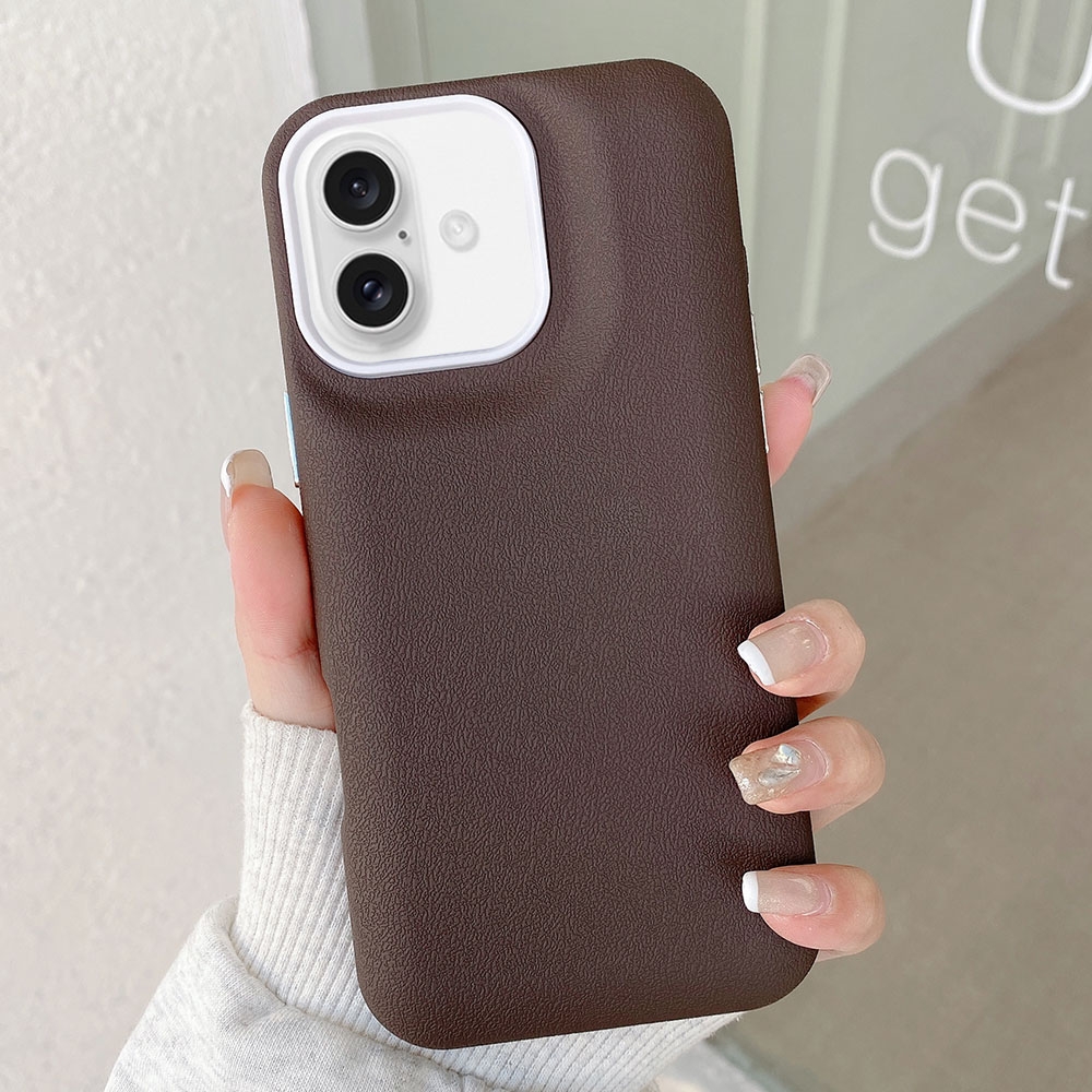 For iPhone 16 Plus Leather Texture Phone Case(Coffee) - Shopkiz.com