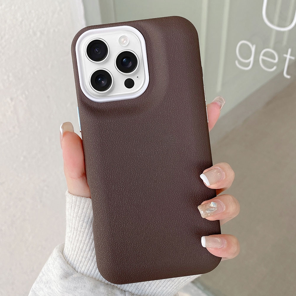 For iPhone 16 Pro Leather Texture Phone Case(Coffee) - Shopkiz.com