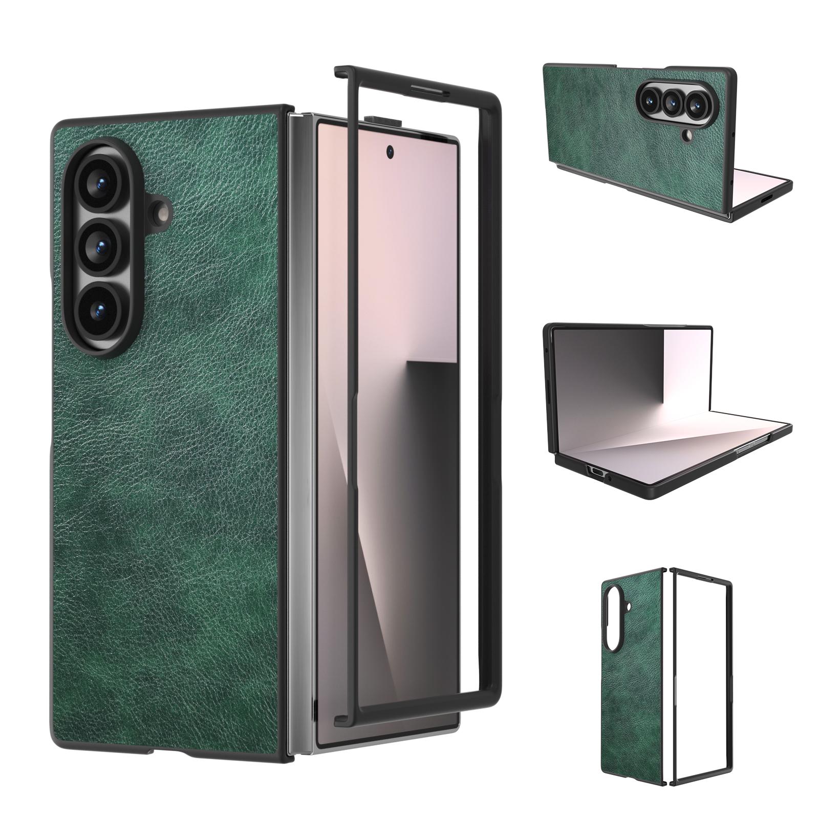 For Galaxy Z Fold8 Ultra 5G Dual Color Lichi Texture PU Phone Case(Green) - Shopkiz.com