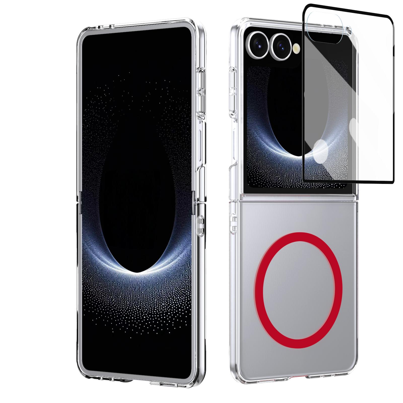 For Galaxy Z Flip8 5G lce Folding Series MagSafe Integrated Clear PC Phone Case(Red) - Shopkiz.com