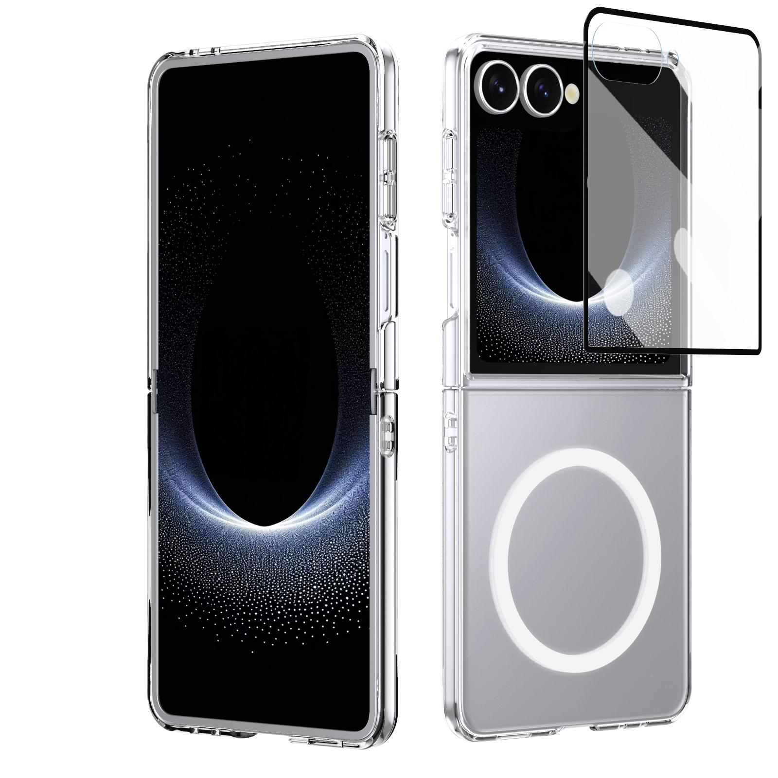 For Galaxy Z Flip8 5G lce Folding Series MagSafe Integrated Clear PC Phone Case(Silver) - Shopkiz.com