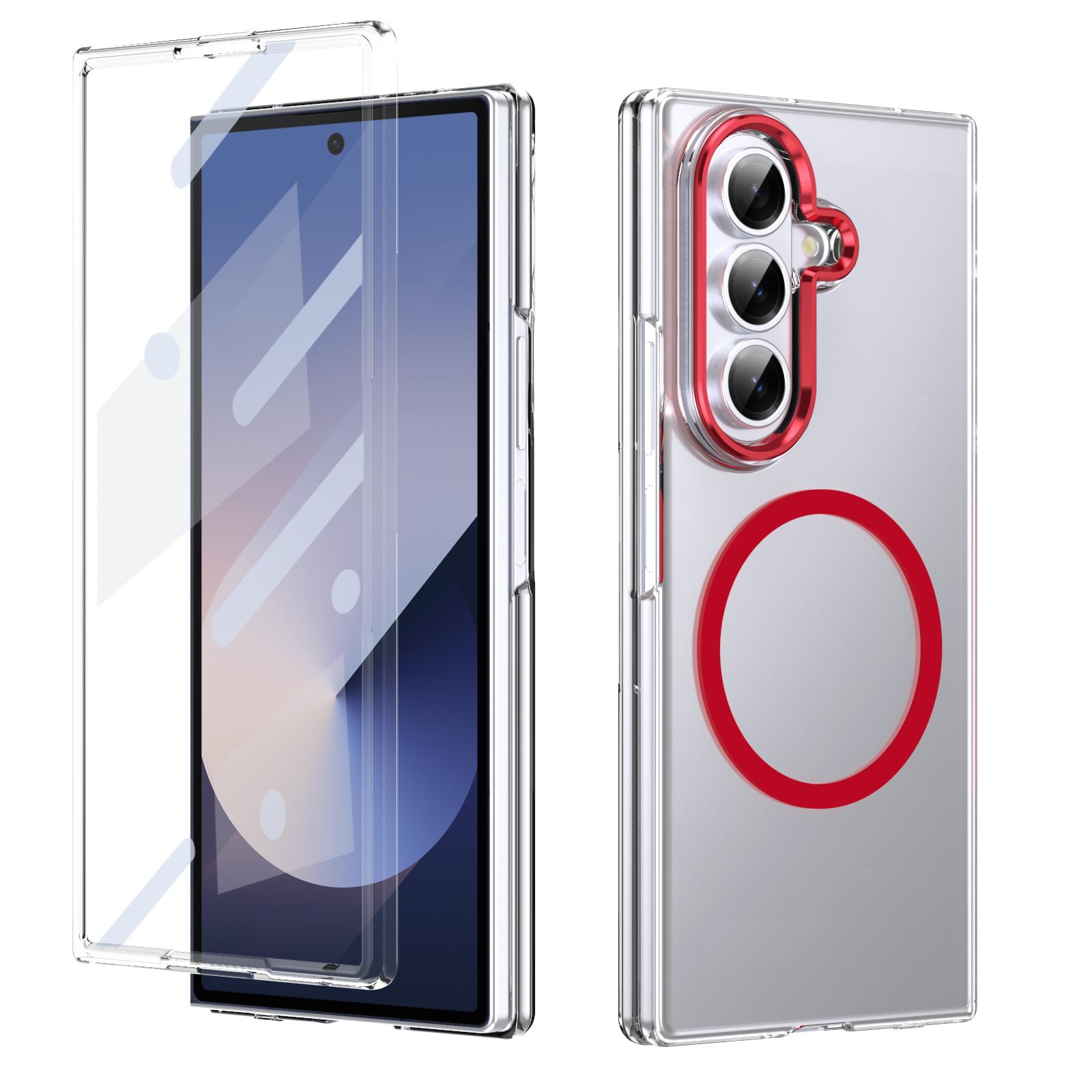 For Galaxy Z Fold8 Ultra 5G lce Folding Series MagSafe Integrated Clear PC Phone Case(Red) - Shopkiz.com
