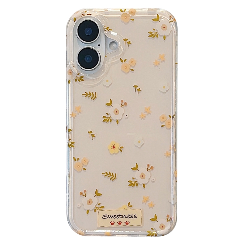 For iPhone 16 Double-sided IMD Flowers Print TPU Phone Case(Plum) - Shopkiz.com