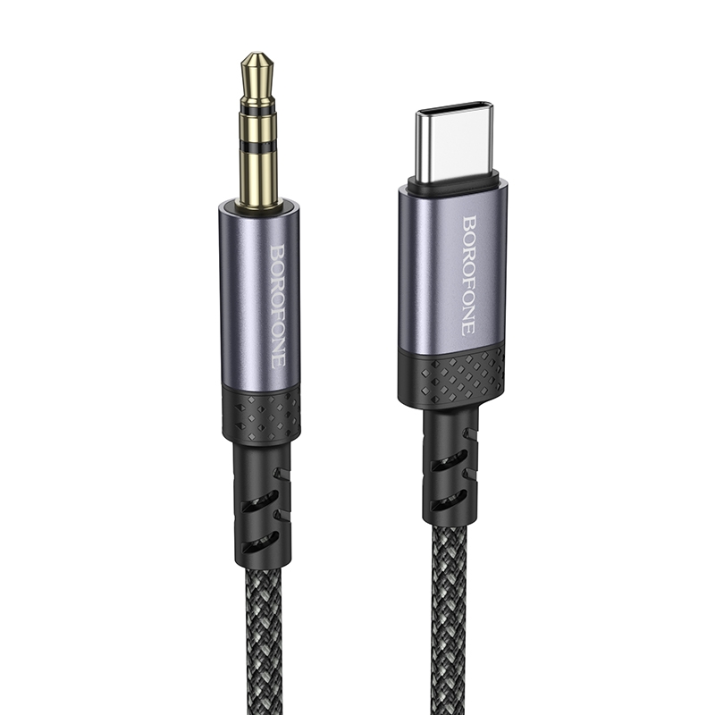 Borofone BL24 3.5mm to USB-C / Type-C Graceful AUX Audio Cable, Length:1m(Gray) - Shopkiz.com