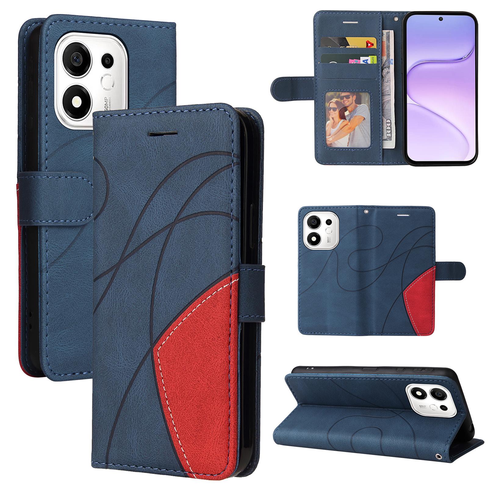 For Honor 600 Smart 5G Dual-color Splicing Flip Leather Phone Case(Blue) - Shopkiz.com
