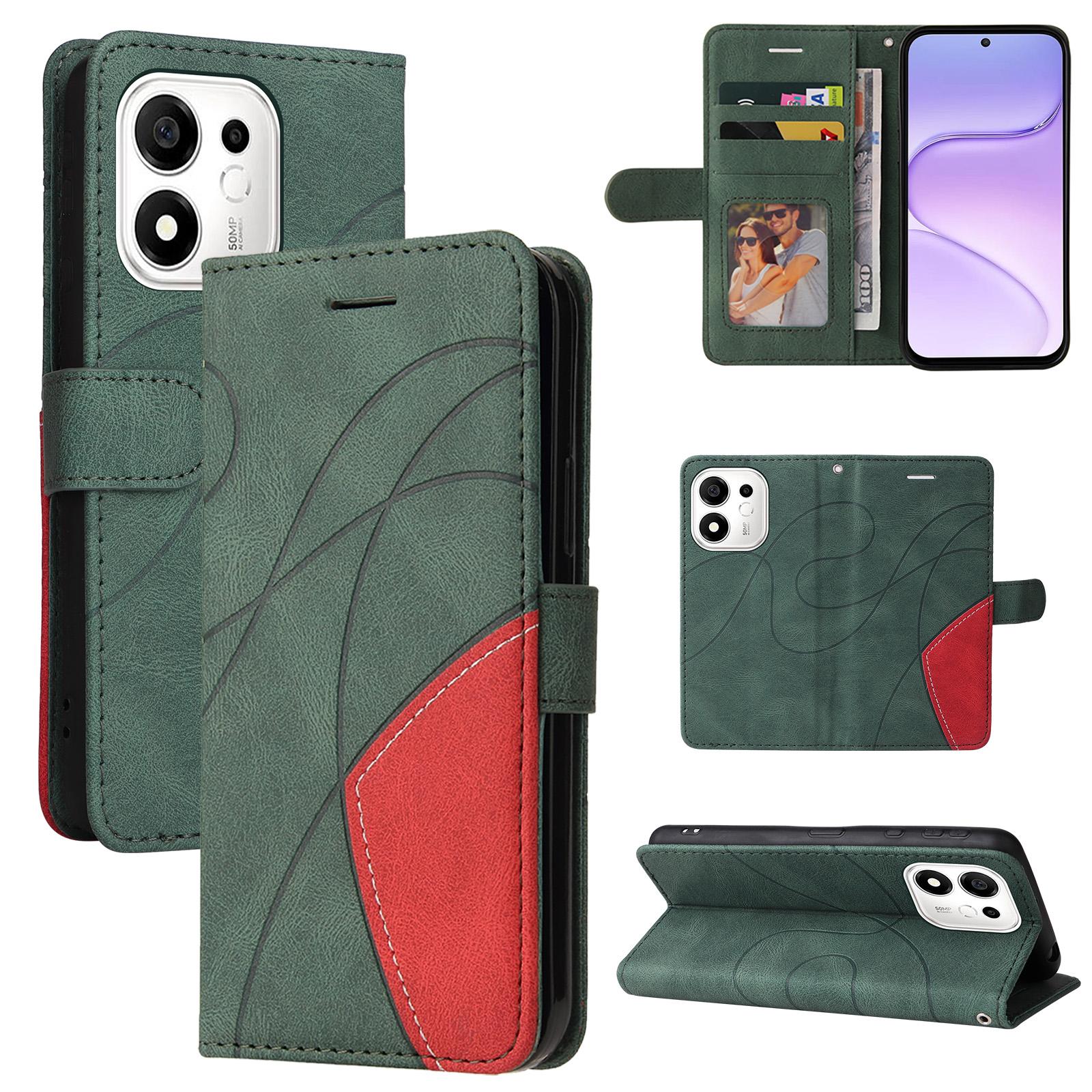 For Honor 600 Smart 5G Dual-color Splicing Flip Leather Phone Case(Green) - Shopkiz.com