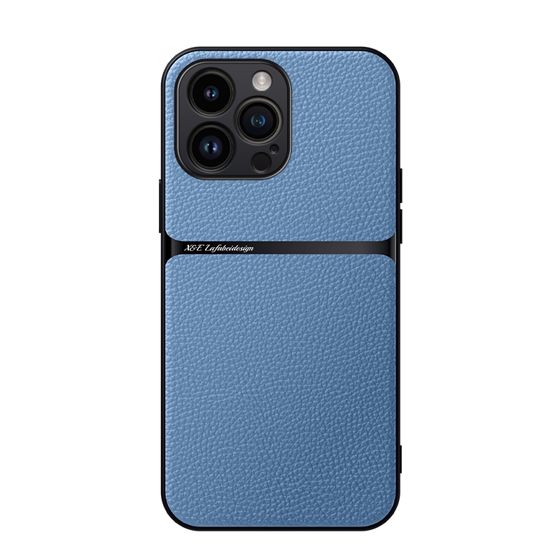 For iPhone 16 Pro Max Litchi Leather Magnetic Full Coverage Shockproof Phone Case(Blue) - Shopkiz.com