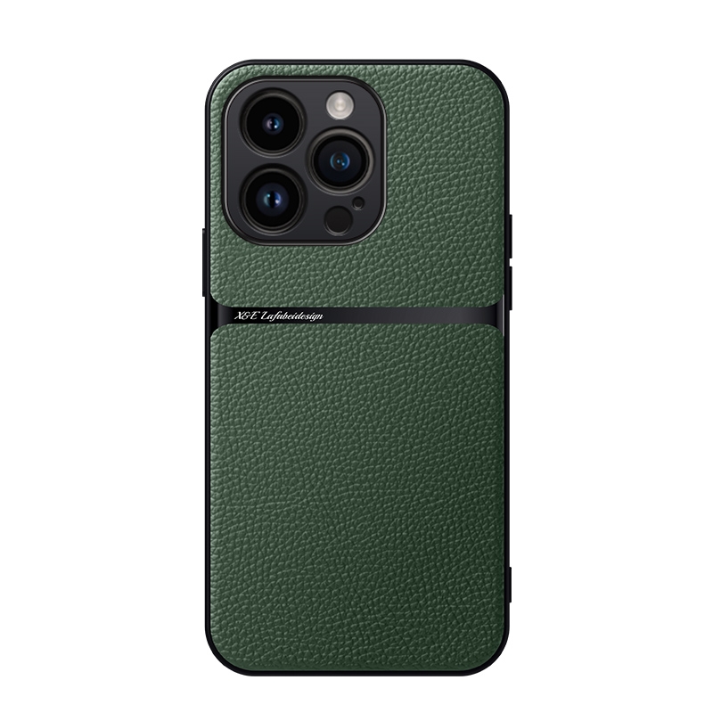 For iPhone 16 Pro Litchi Leather Magnetic Full Coverage Shockproof Phone Case(Green) - Shopkiz.com