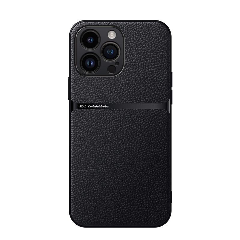 For iPhone 15 Pro Max Litchi Leather Magnetic Full Coverage Shockproof Phone Case(Black) - Shopkiz.com