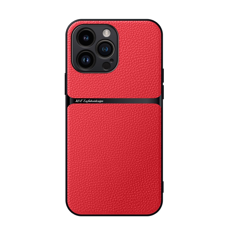 For iPhone 15 Pro Max Litchi Leather Magnetic Full Coverage Shockproof Phone Case(Red) - Shopkiz.com