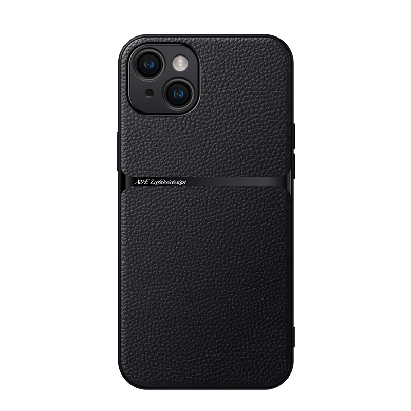 For iPhone 15 Plus Litchi Leather Magnetic Full Coverage Shockproof Phone Case(Black) - Shopkiz.com