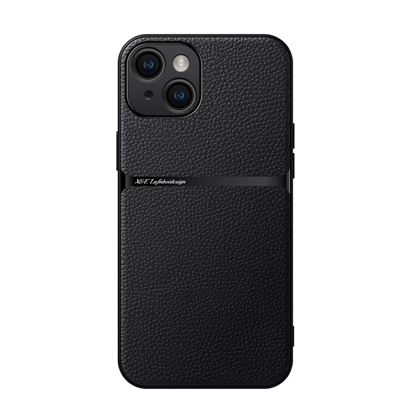 For iPhone 15 Litchi Leather Magnetic Full Coverage Shockproof Phone Case(Black) - Shopkiz.com
