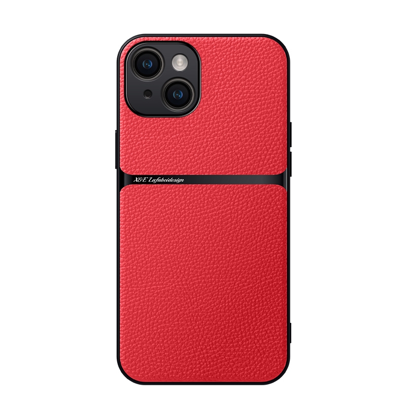 For iPhone 15 Litchi Leather Magnetic Full Coverage Shockproof Phone Case(Red) - Shopkiz.com