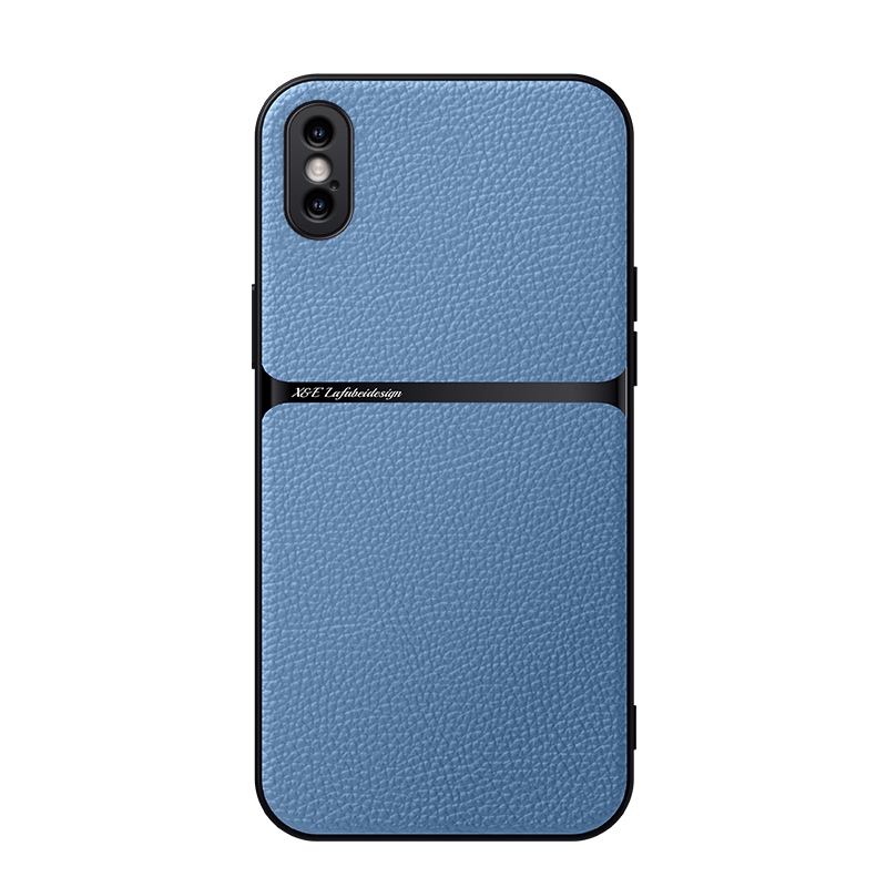 For iPhone XS Max Litchi Leather Magnetic Full Coverage Shockproof Phone Case(Blue) - Shopkiz.com