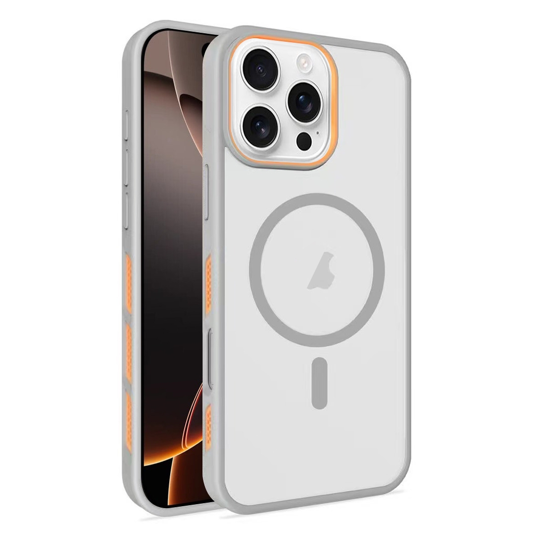 For iPhone 16 Pro Frosted Translucent Side Ice Fog Cooling MagSafe Phone Case(Grey) - Shopkiz.com