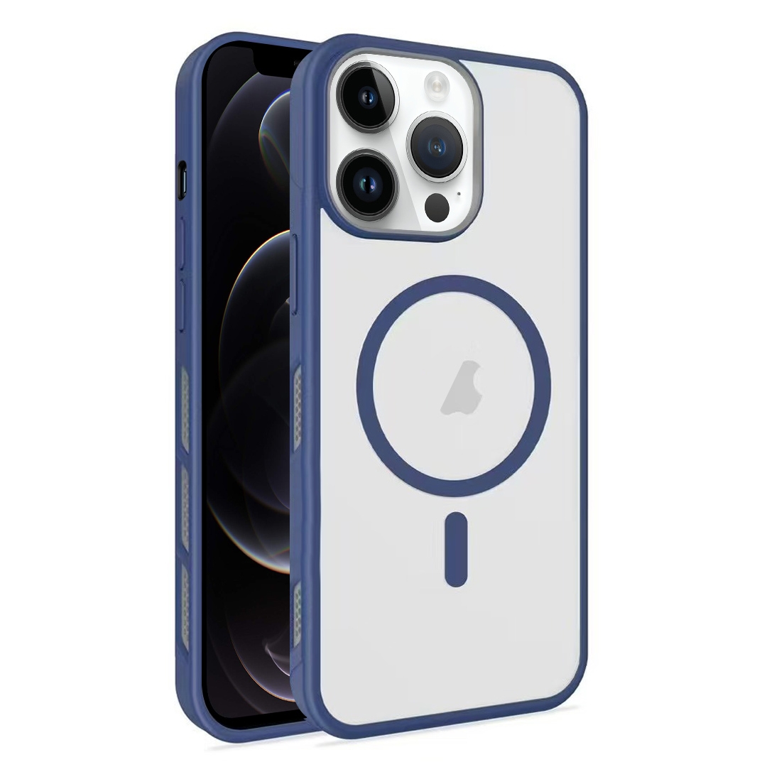 For iPhone 12 Pro Frosted Translucent Side Ice Fog Cooling MagSafe Phone Case(Blue) - Shopkiz.com