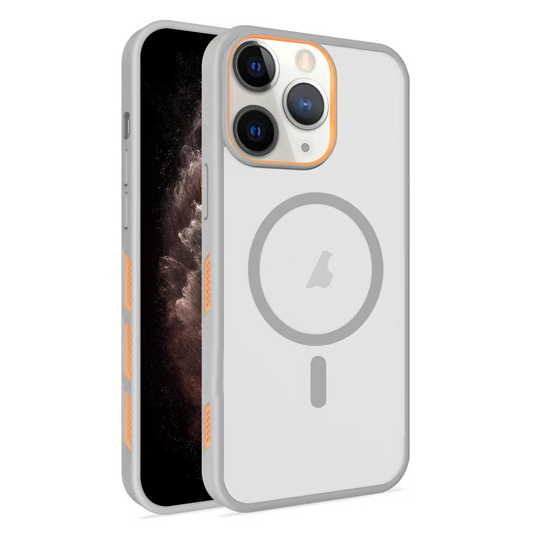For iPhone 11 Pro Max Frosted Translucent Side Ice Fog Cooling MagSafe Phone Case(Grey) - Shopkiz.com