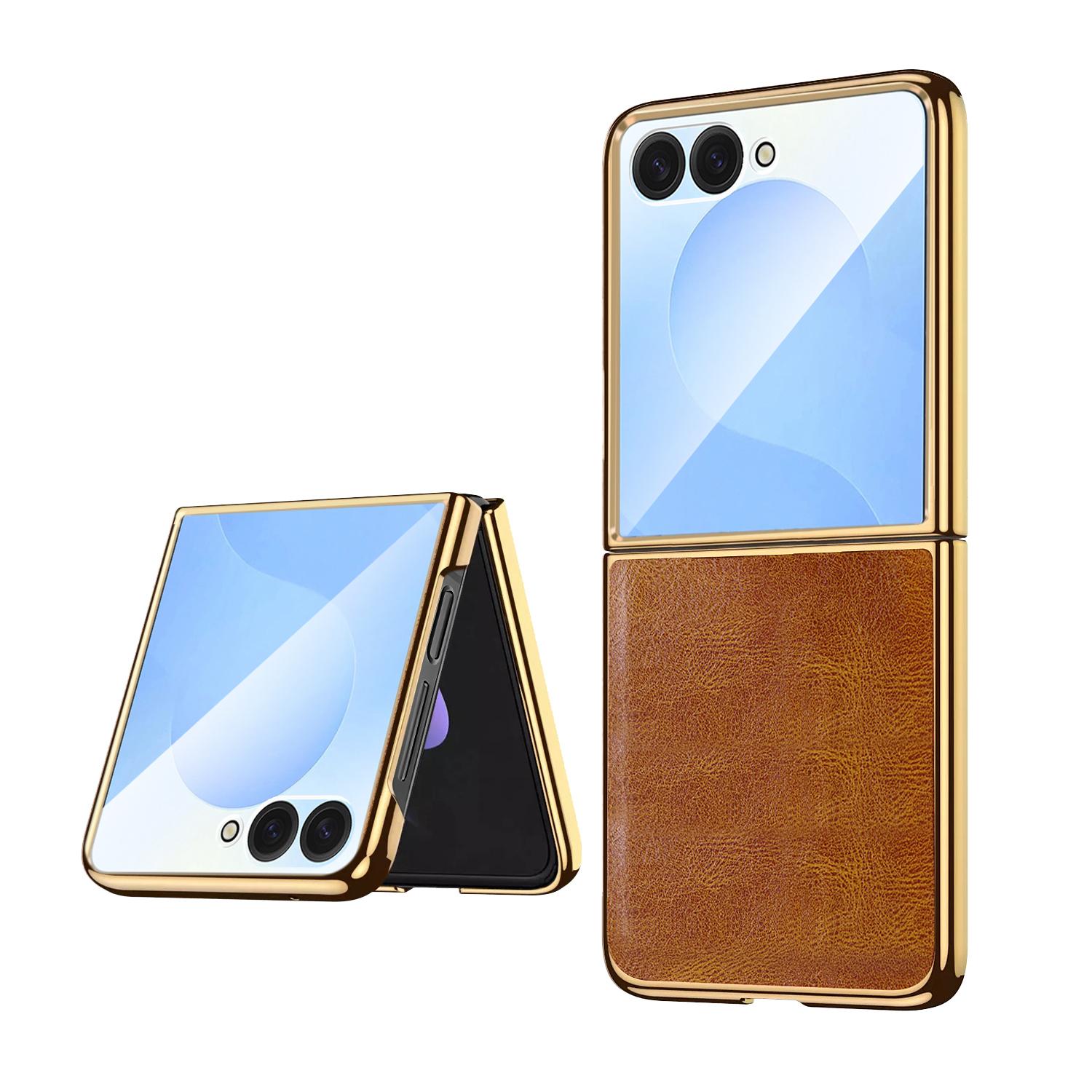 For Galaxy Z Flip8 5G VIETAO Crazy Horse Texture PU Phone Case(Brown) - Shopkiz.com