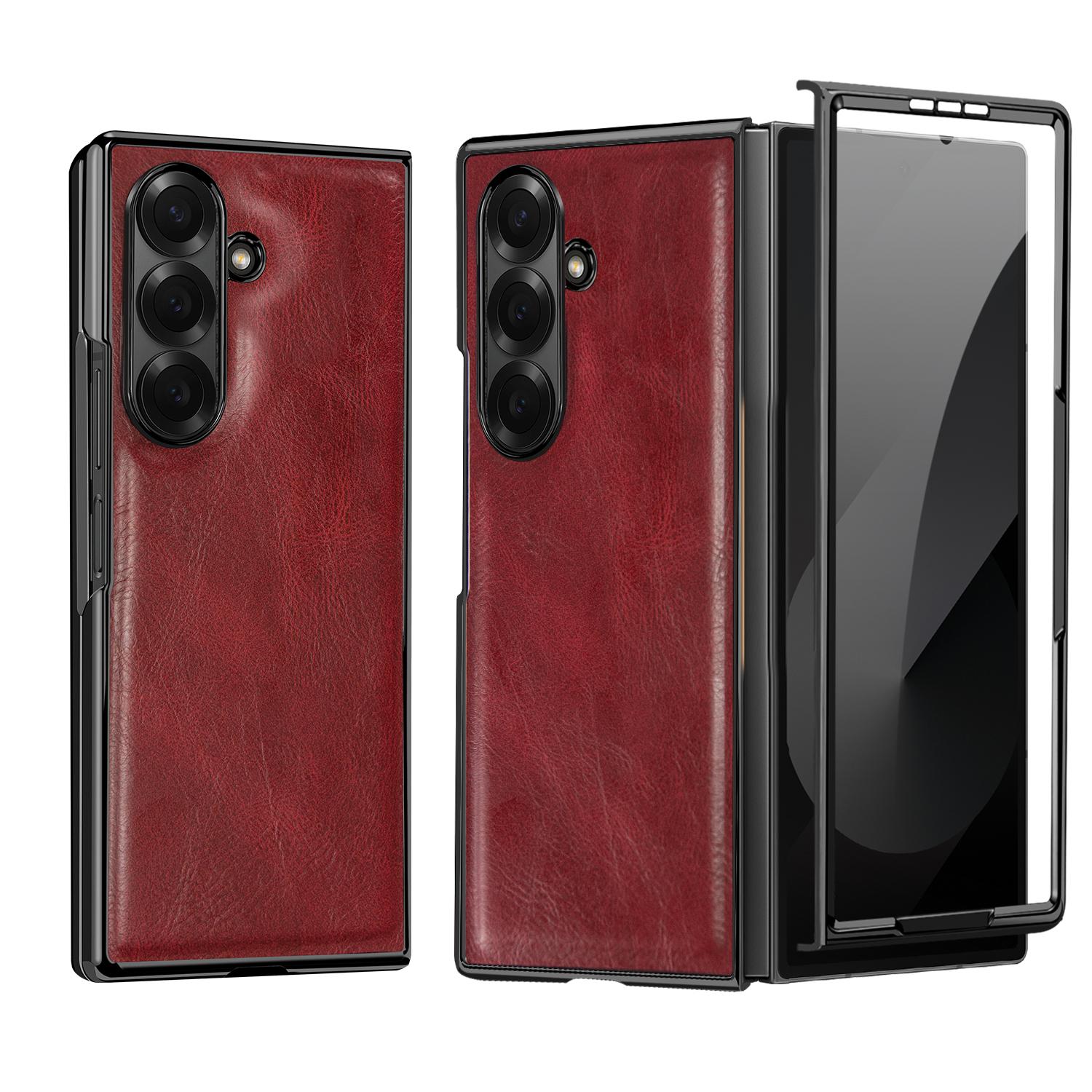 For Galaxy Fold8 Ultra 5G VIETAO Crazy Horse Texture PU Phone Case(Red) - Shopkiz.com