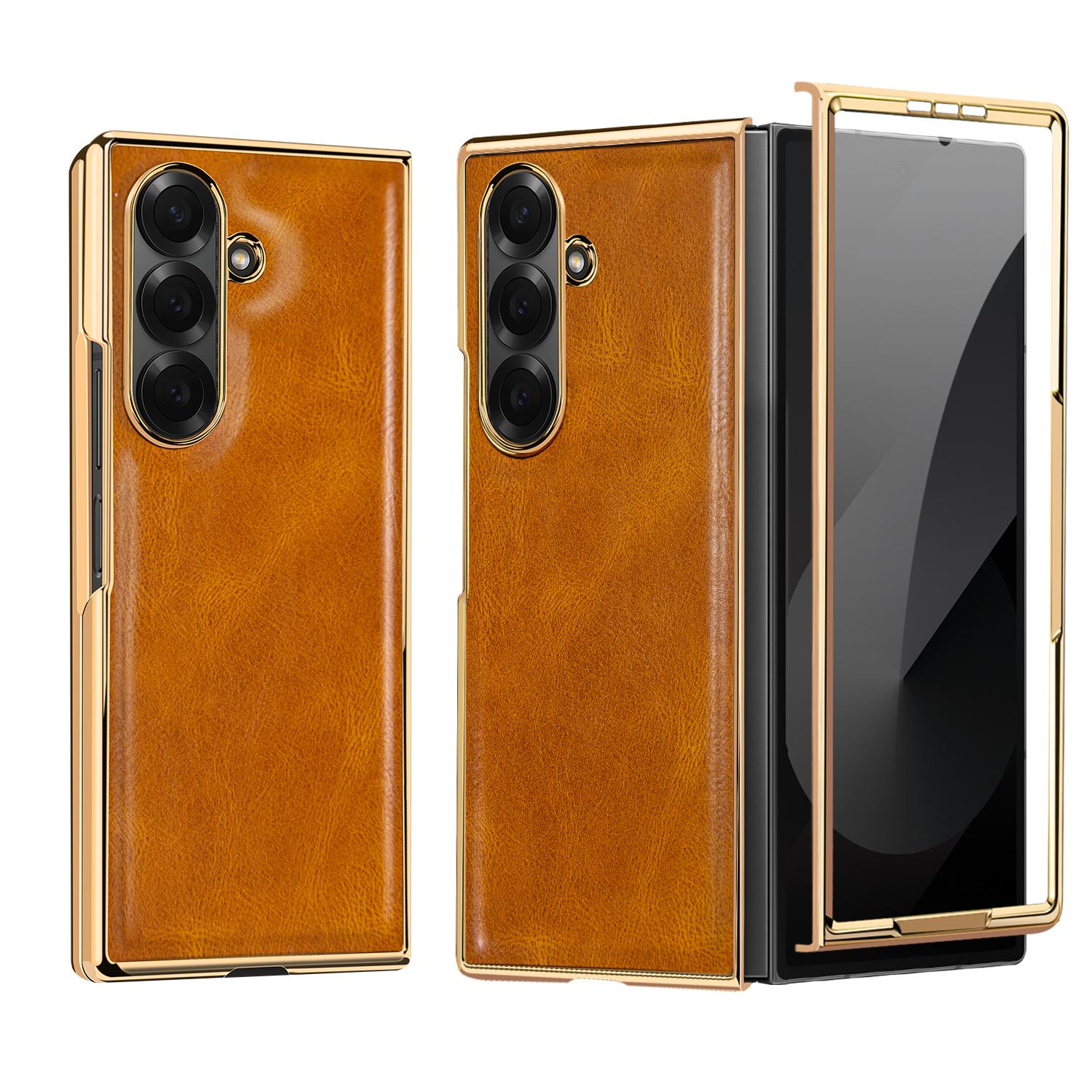 For Galaxy Fold8 Ultra 5G VIETAO Crazy Horse Texture PU Phone Case(Brown) - Shopkiz.com