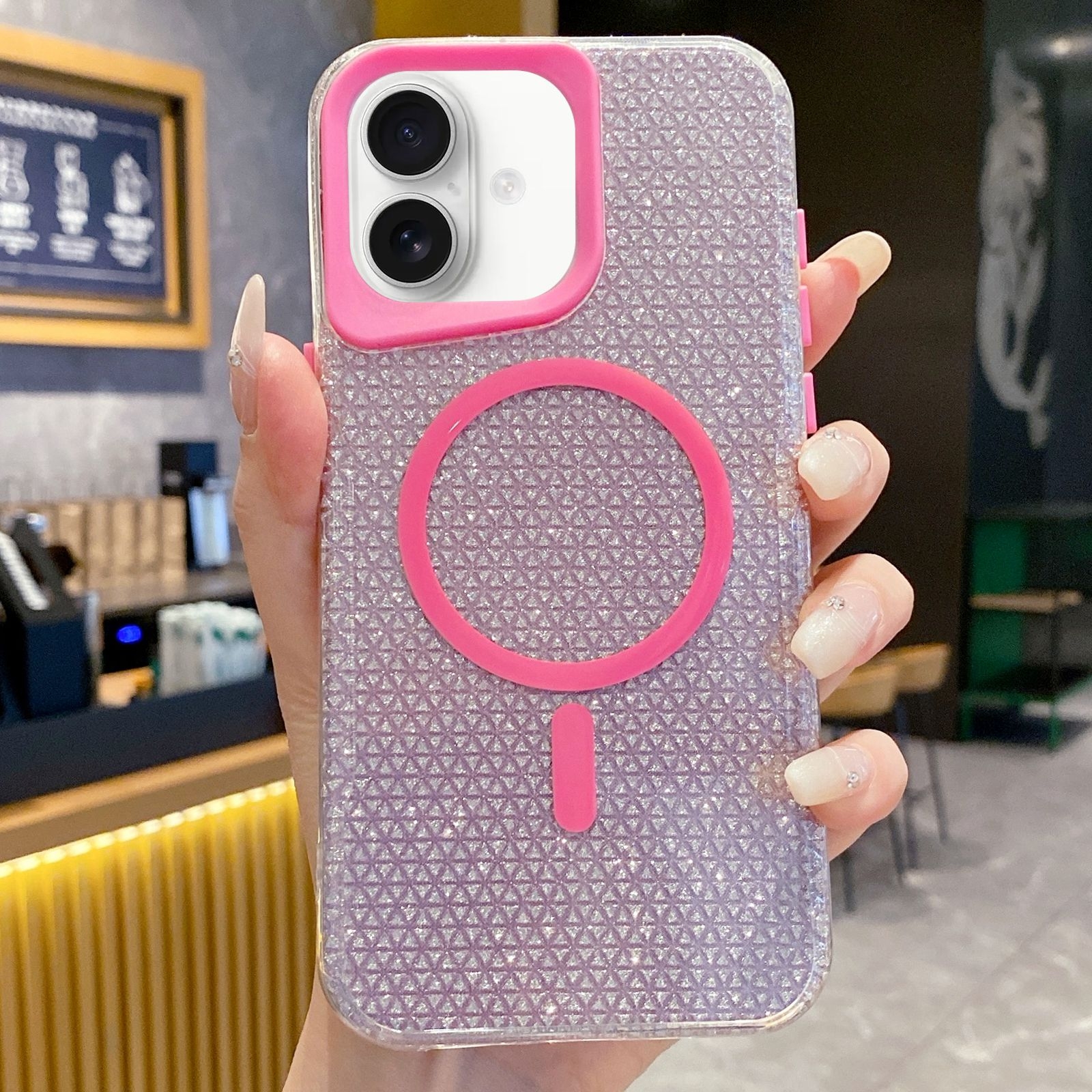 For iPhone 16 Blade Glitter MagSafe Phone Case(Pink) - Shopkiz.com