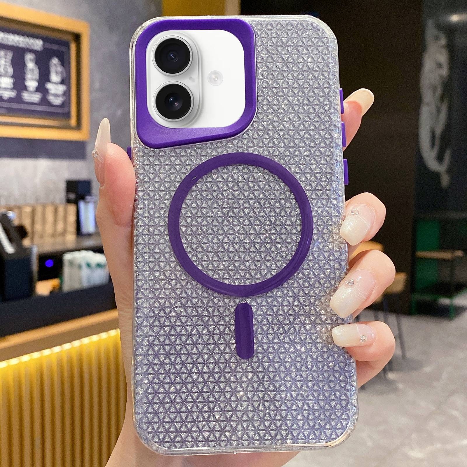 For iPhone 16 Plus Blade Glitter MagSafe Phone Case(Purple) - Shopkiz.com