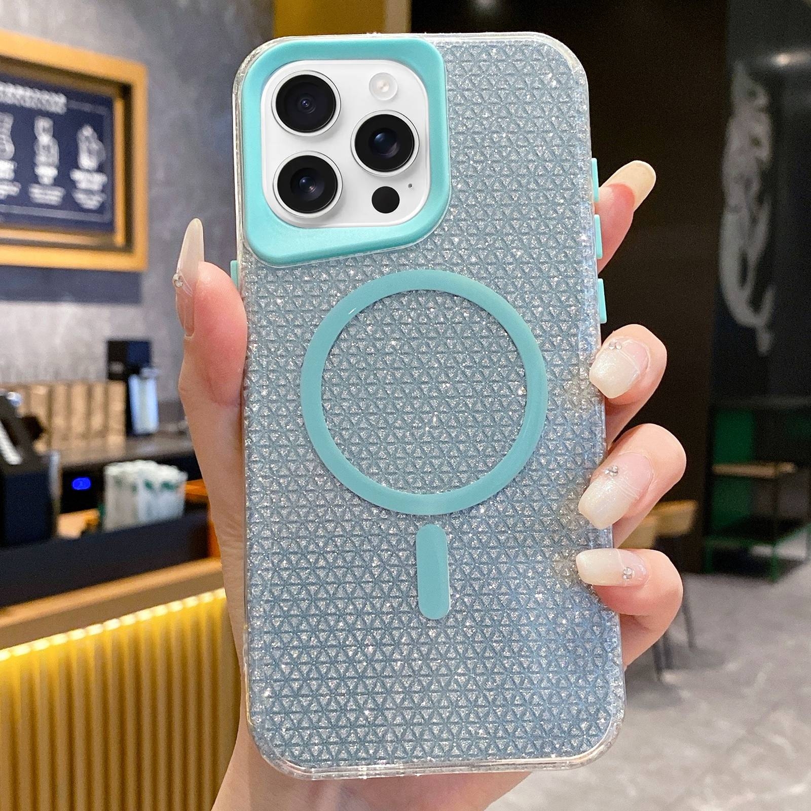 For iPhone 16 Pro Blade Glitter MagSafe Phone Case(Mint Green) - Shopkiz.com