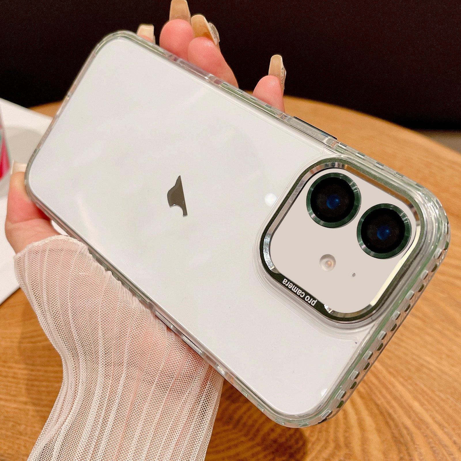 For iPhone 12 Transparent Phone Case with Lens Film(Green) - Shopkiz.com
