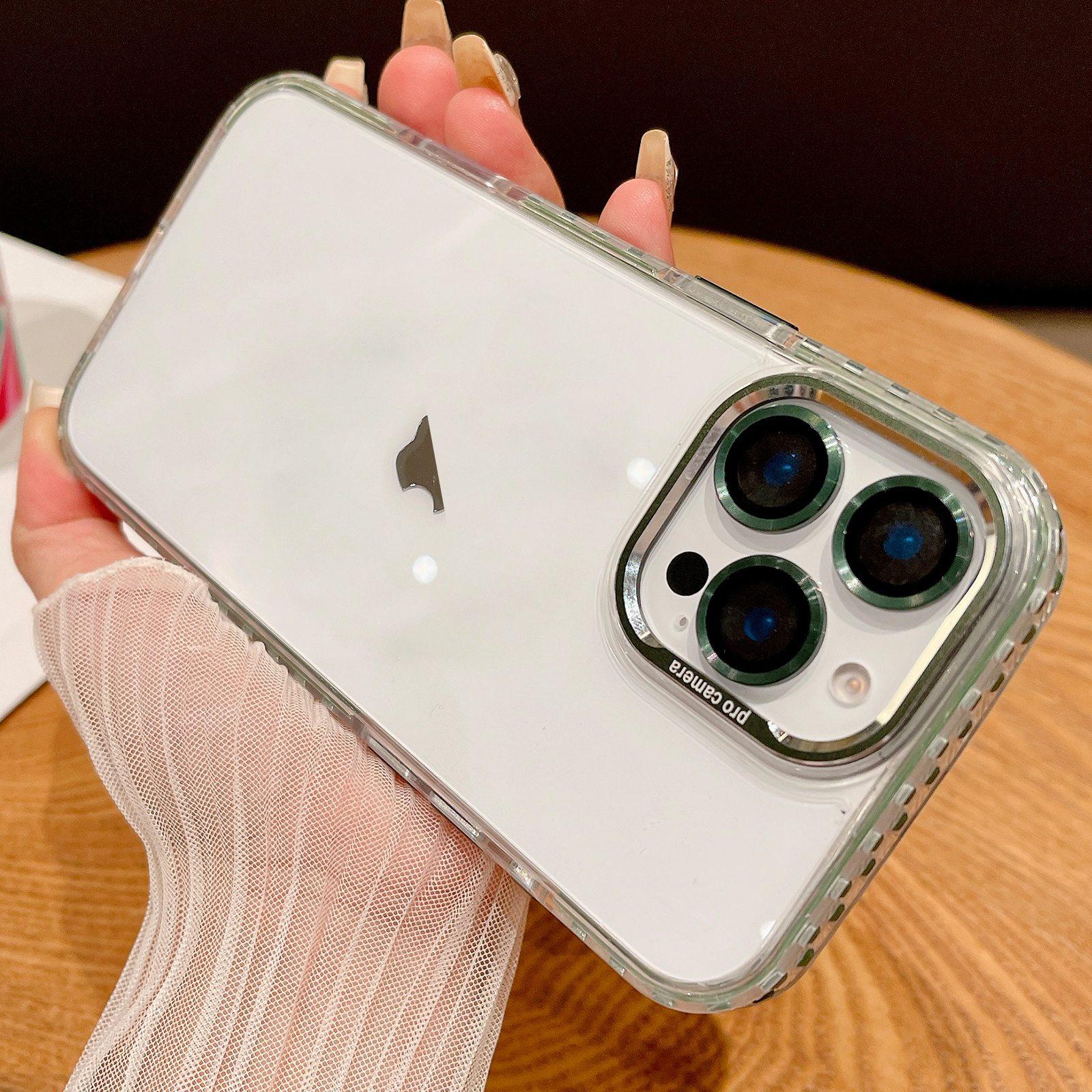 For iPhone 16 Pro Transparent Phone Case with Lens Film(Green) - Shopkiz.com