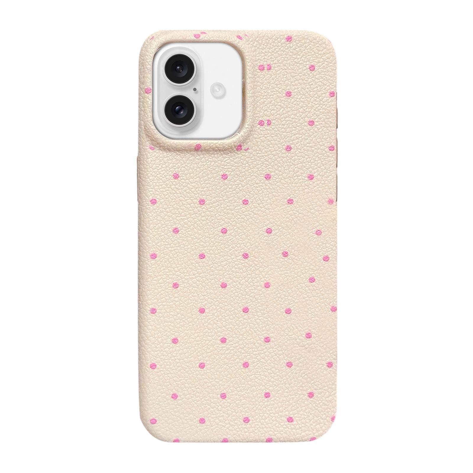 For iPhone 16 Dopamine Dots Pattern Silicone Phone Case(White) - Shopkiz.com