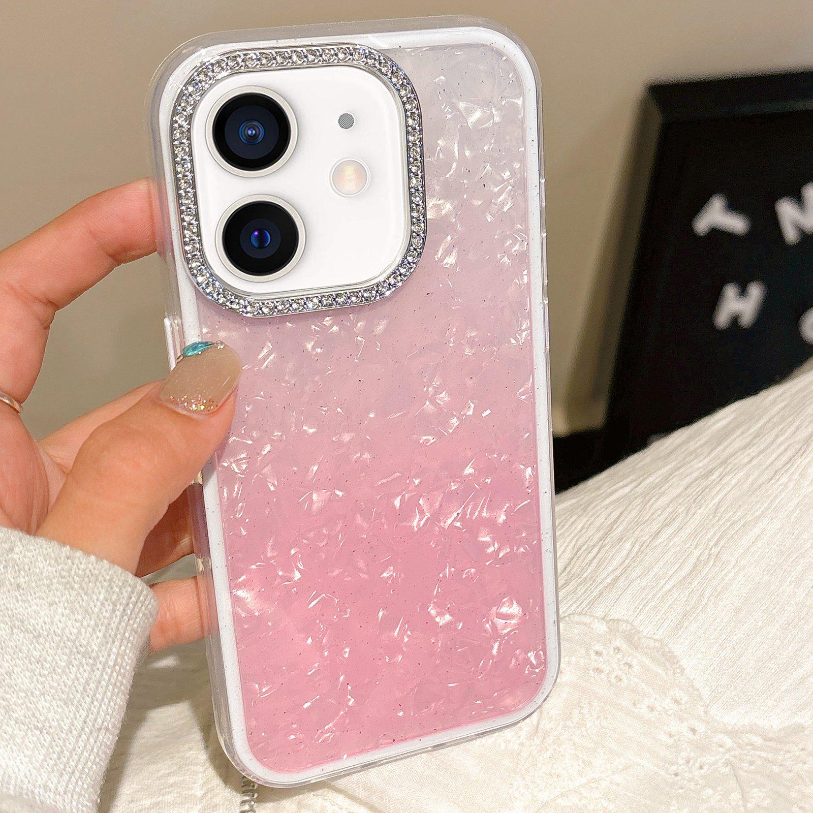 For iPhone 12 Gradient Shell Texture 3 in 1 Phone Case(Pink) - Shopkiz.com