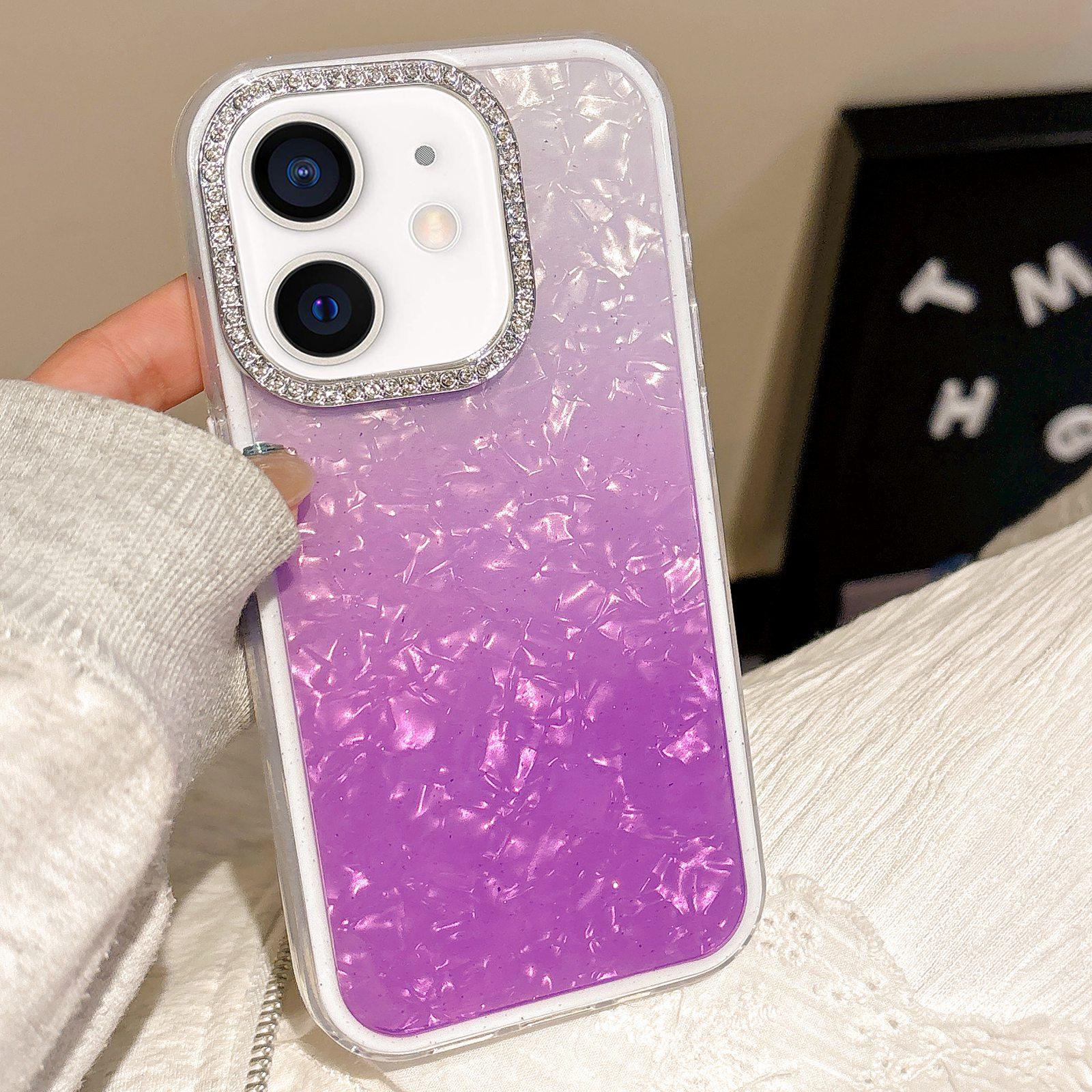 For iPhone 12 Gradient Shell Texture 3 in 1 Phone Case(Purple) - Shopkiz.com