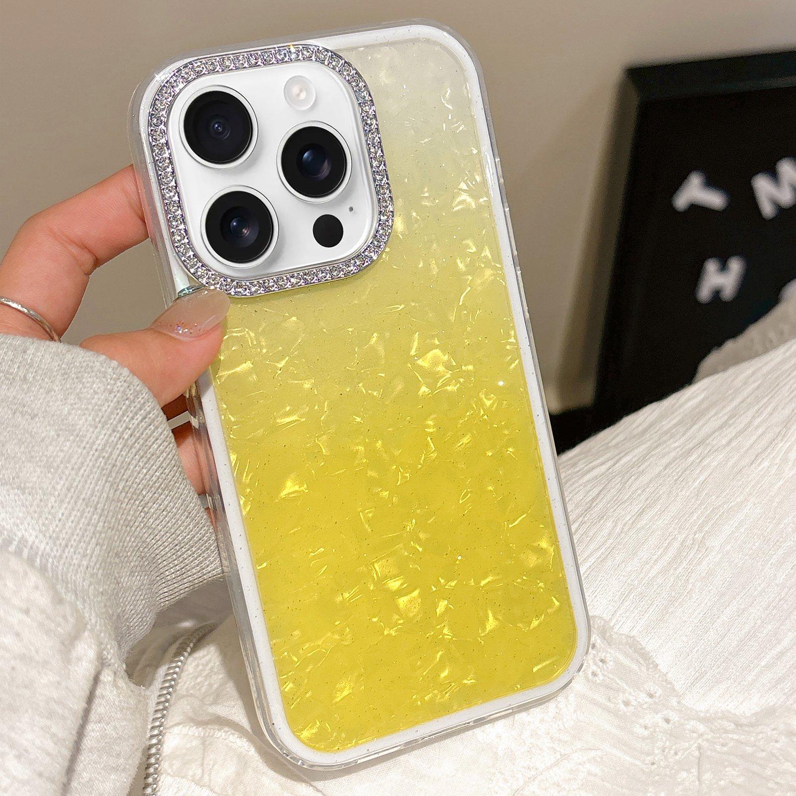 For iPhone 12 Pro Gradient Shell Texture 3 in 1 Phone Case(Yellow) - Shopkiz.com