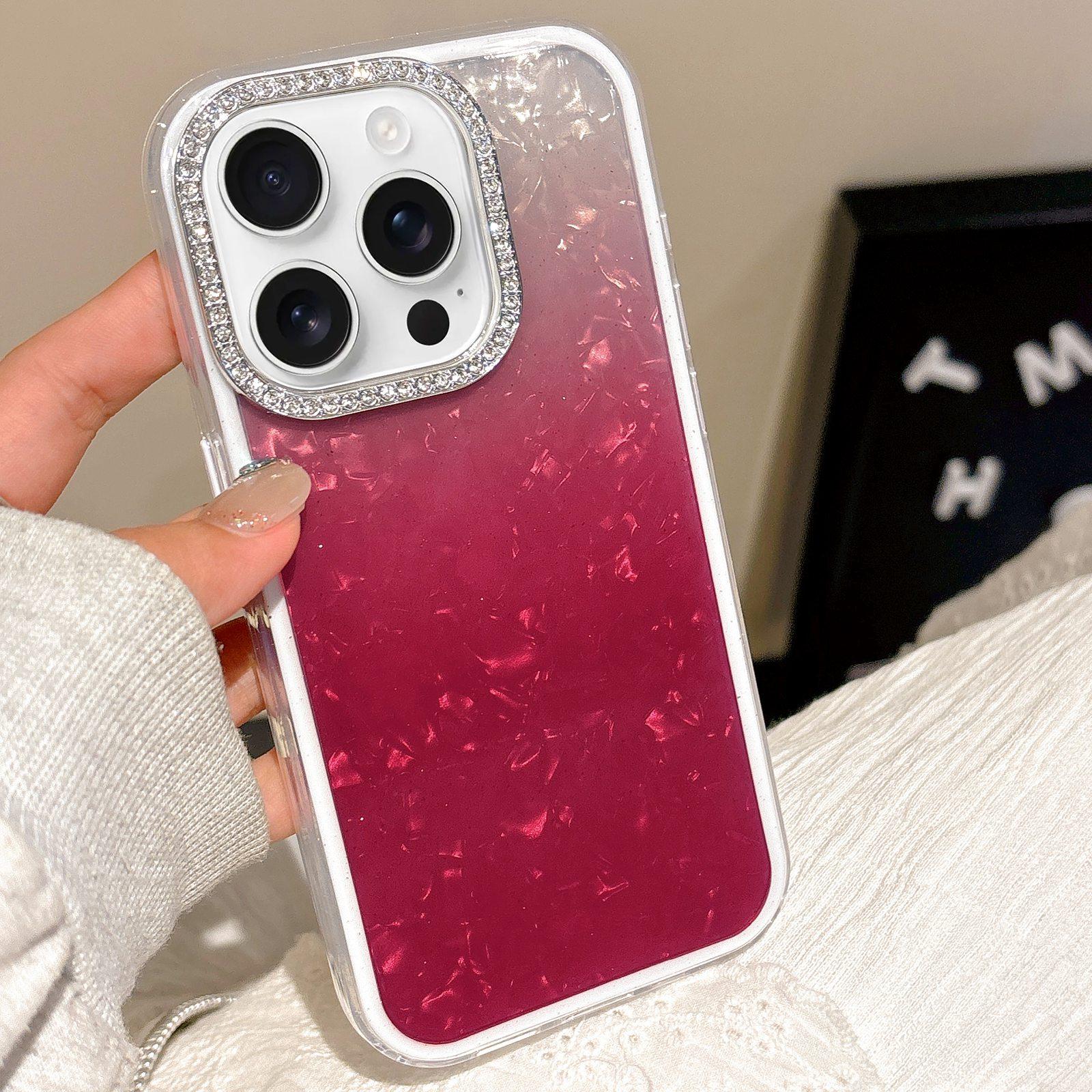 For iPhone 13 Pro Max Gradient Shell Texture 3 in 1 Phone Case(Red) - Shopkiz.com