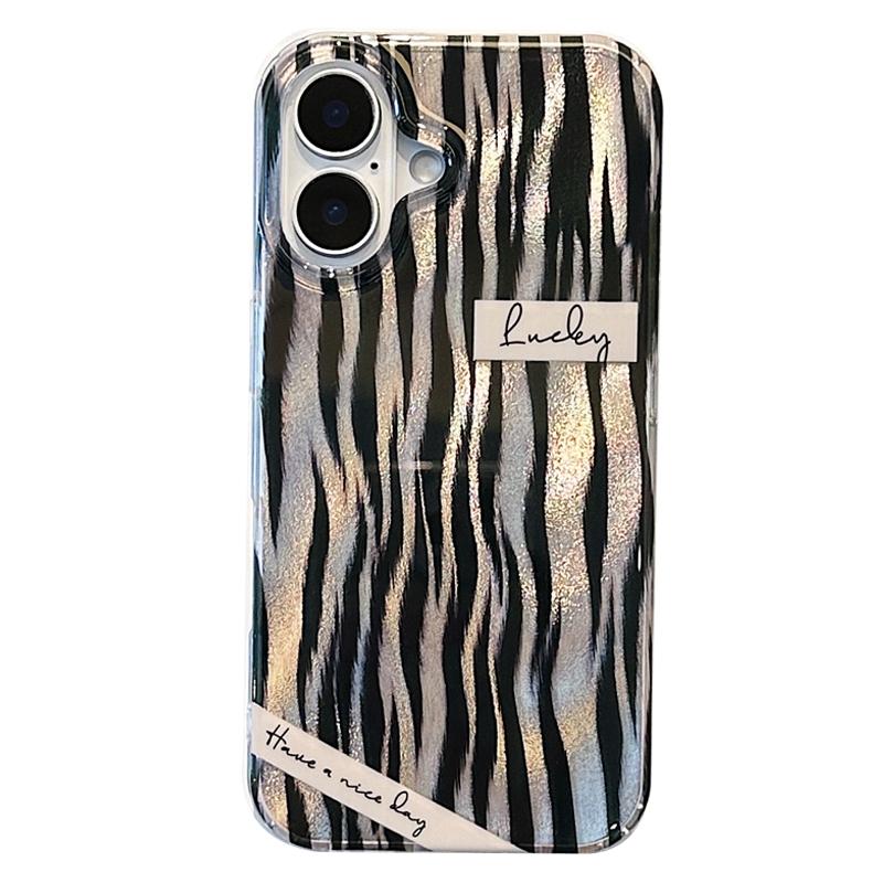For iPhone 16 Double-sided IMD Laser TPU Phone Case(Zebra Texture) - Shopkiz.com