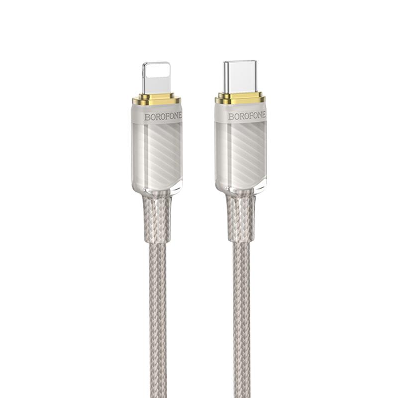 Borofone BU56 Succeed PD27W Type-C to 8 Pin Fast Charging Data Cable, Length: 1.2m(Grey) - Shopkiz.com