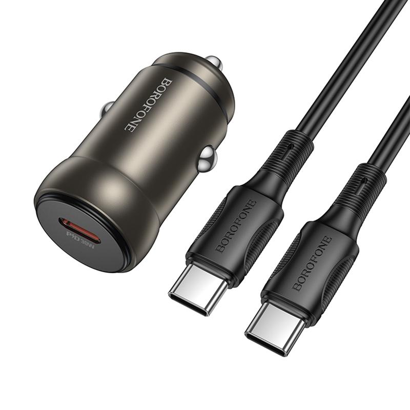 BOROFONE BZ32 Fresh PD30W Type-C Car Charger Set with 1m Type-C Cable(Gold) - Shopkiz.com