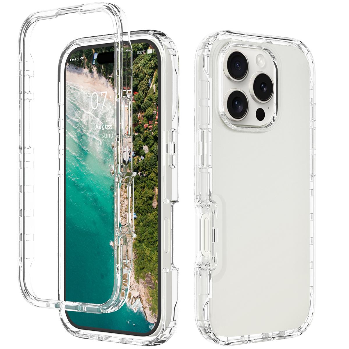For iPhone 16 Pro Shockproof Clear Gradient PC + TPU Phone Case(Transparent) - Shopkiz.com
