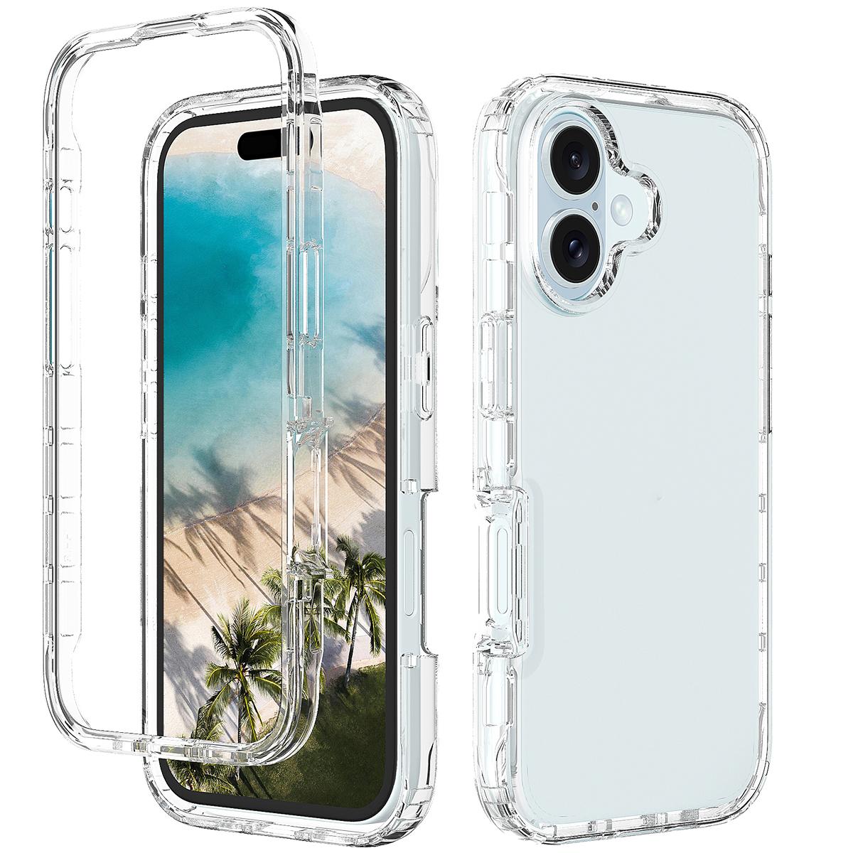 For iPhone 16 Plus Shockproof Clear Gradient PC + TPU Phone Case(Transparent) - Shopkiz.com