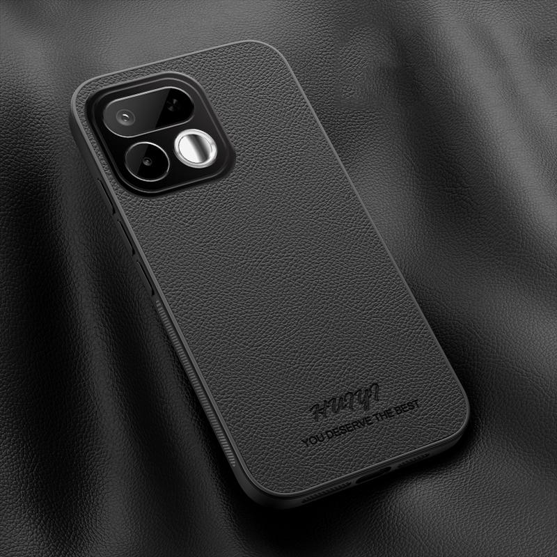 For Realme 16T 5G HUIYI Leather Magnetic Phone Case(Black) - Shopkiz.com