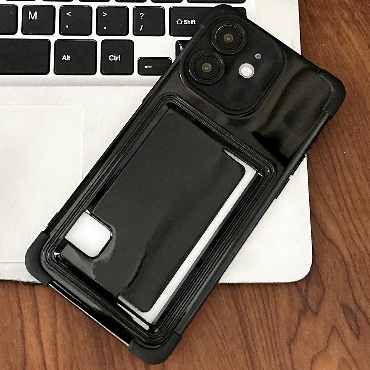 For iPhone 12 Macaron Color Side Card Slot TPU Phone Case(Black) - Shopkiz.com