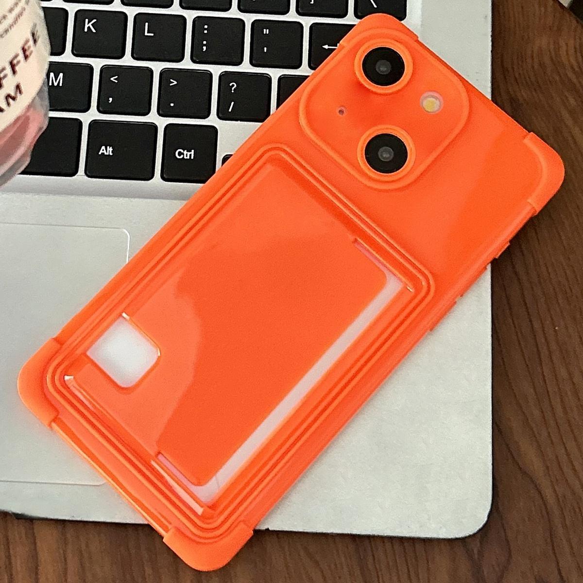 For iPhone 13 Macaron Color Side Card Slot TPU Phone Case(Orange) - Shopkiz.com