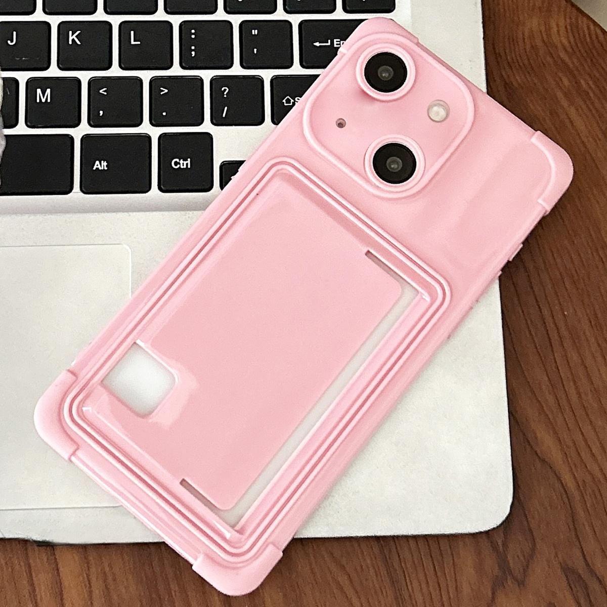 For iPhone 13 Macaron Color Side Card Slot TPU Phone Case(Pink) - Shopkiz.com