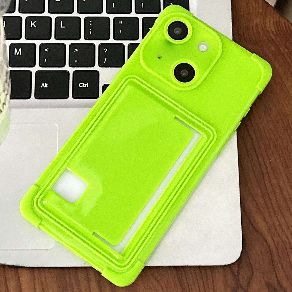 For iPhone 14 Macaron Color Side Card Slot TPU Phone Case(Green) - Shopkiz.com