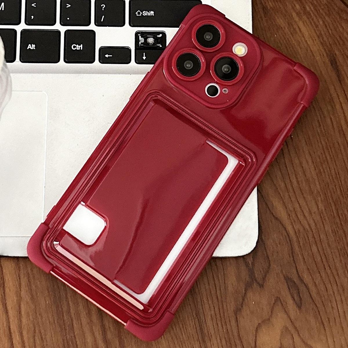 For iPhone 15 Pro Max Macaron Color Side Card Slot TPU Phone Case(Red) - Shopkiz.com