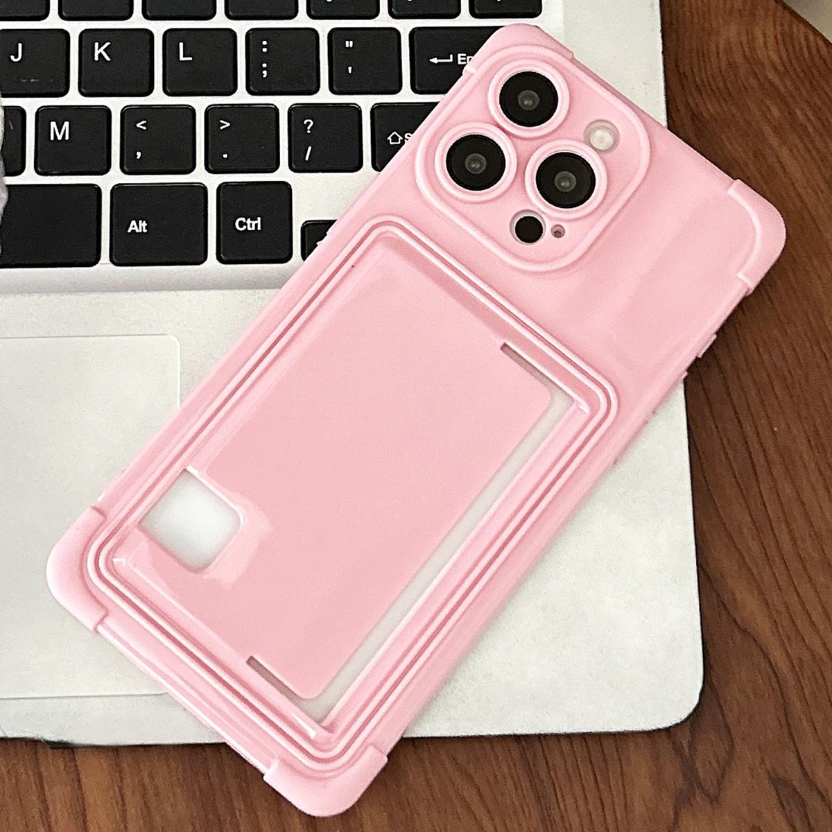 For iPhone 16 Pro Macaron Color Side Card Slot TPU Phone Case(Pink) - Shopkiz.com