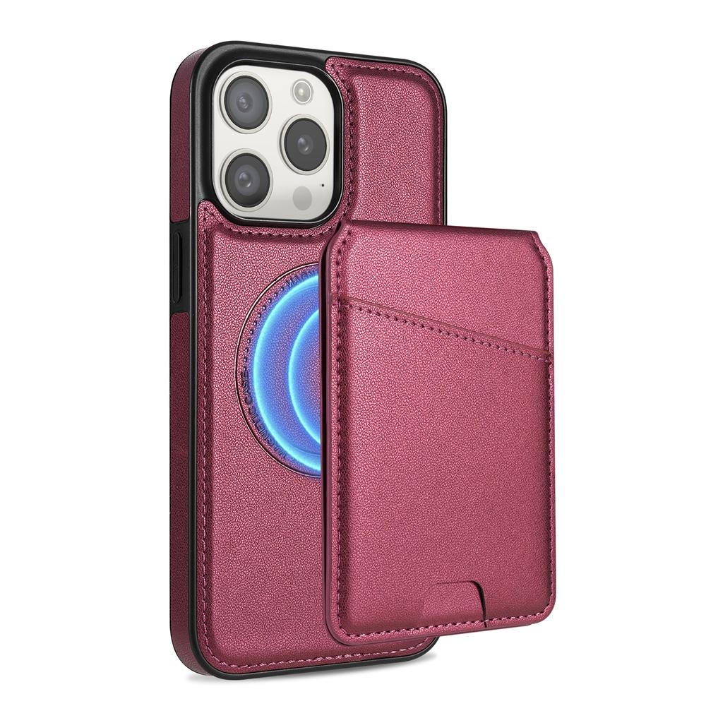 For iPhone 11 Pro Skin Feel Detachable Card Bag Magsafe Phone Case(Wine Red)