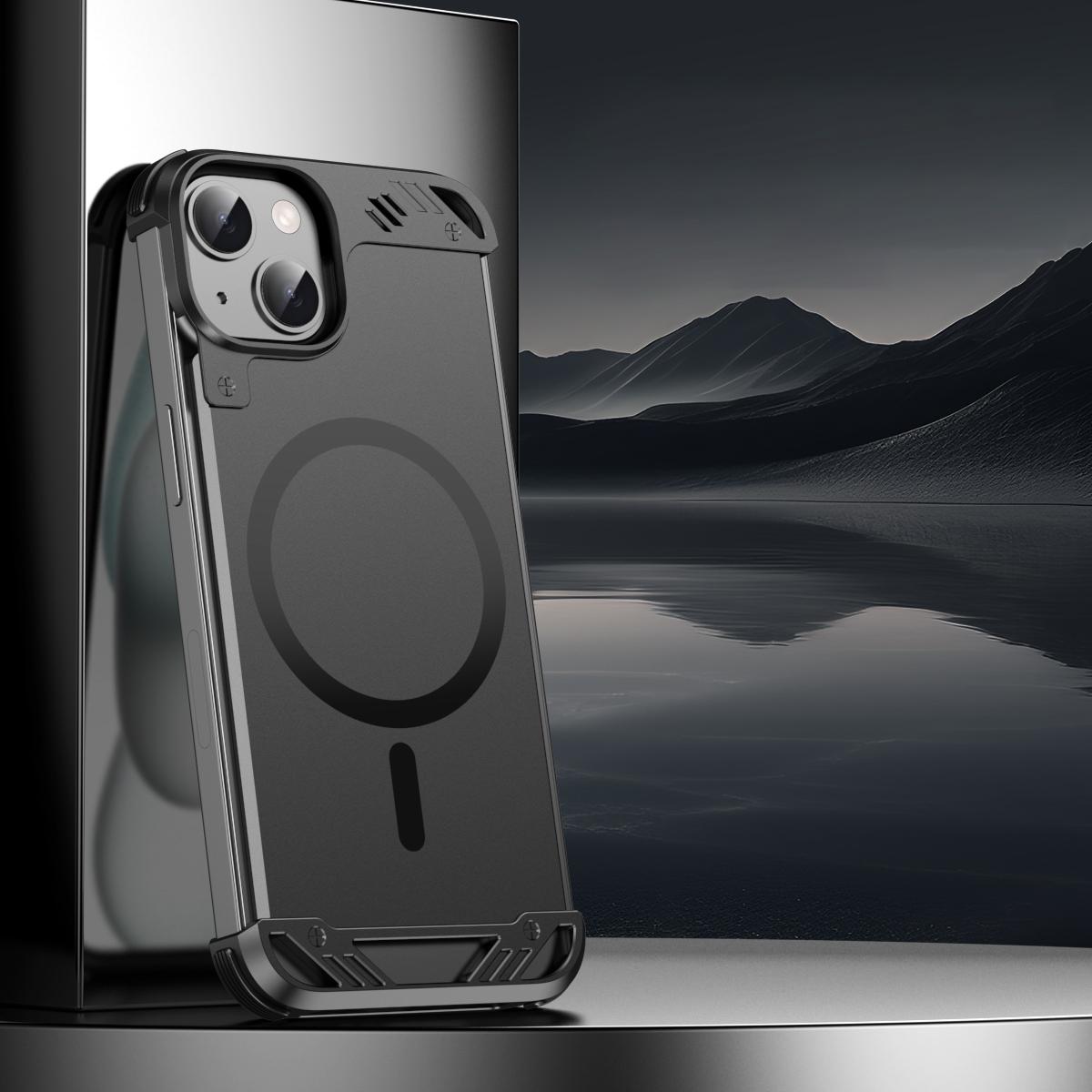 For iPhone 13 R-JUST RJ63 Frameless Aroma Mecha MagSafe Phone Case(Black) - Shopkiz.com