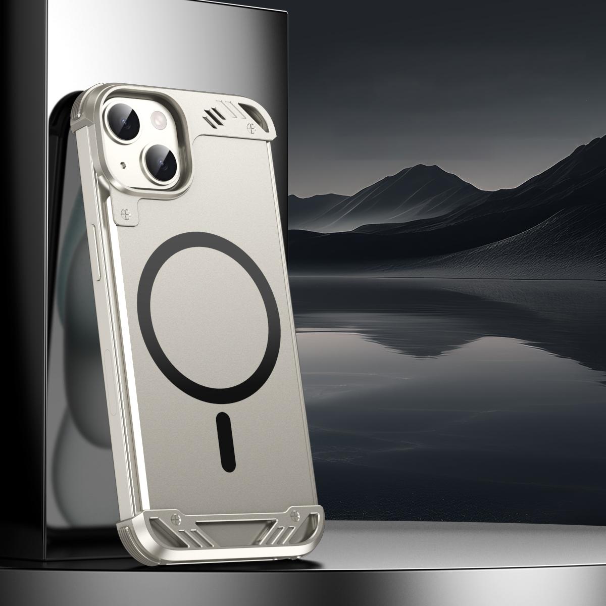 For iPhone 13 R-JUST RJ63 Frameless Aroma Mecha MagSafe Phone Case(Titanium) - Shopkiz.com