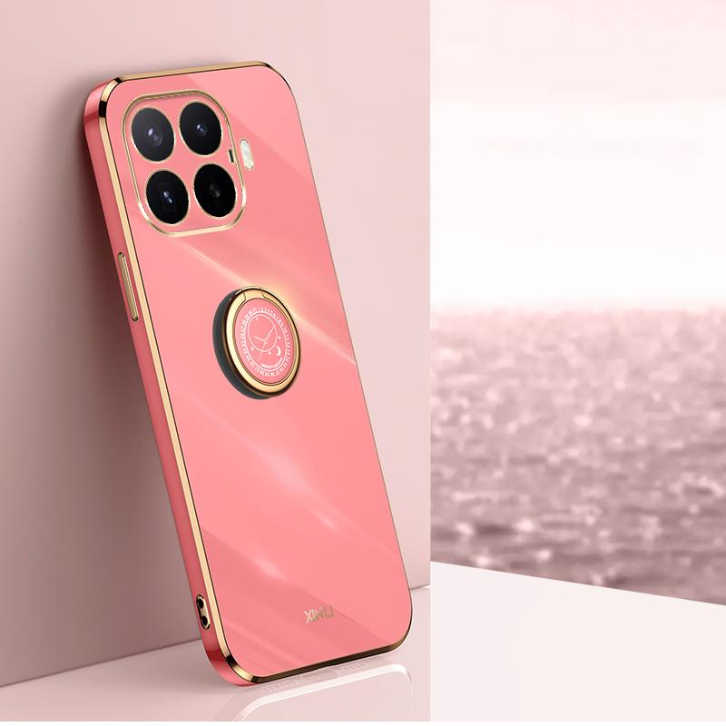 For Xiaomi 17T 5G XINLI Straight Edge 6D Electroplate TPU Phone Case with Ring Holder(Hawthorn Red) - Shopkiz.com